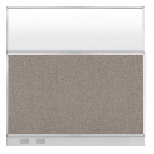 Hush Panel Cubicle Partition 6' x 6' W/ Window Warm Pebble Fabric Frosted Window W/ Cable Channel
